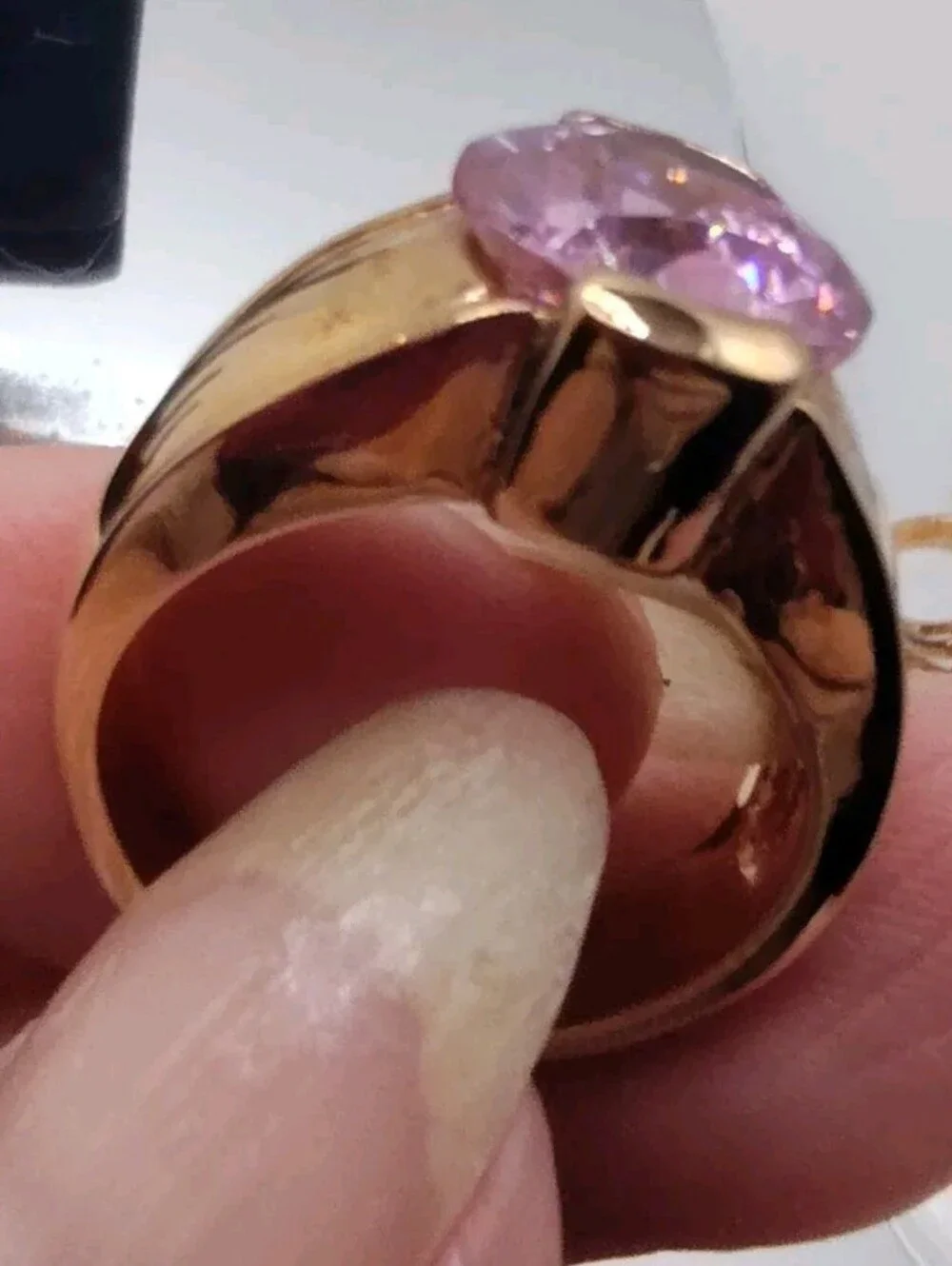 Vintage 1993 Pink Ice AAA+ CZ Gold Plated Cocktail Ring NOS Size 8